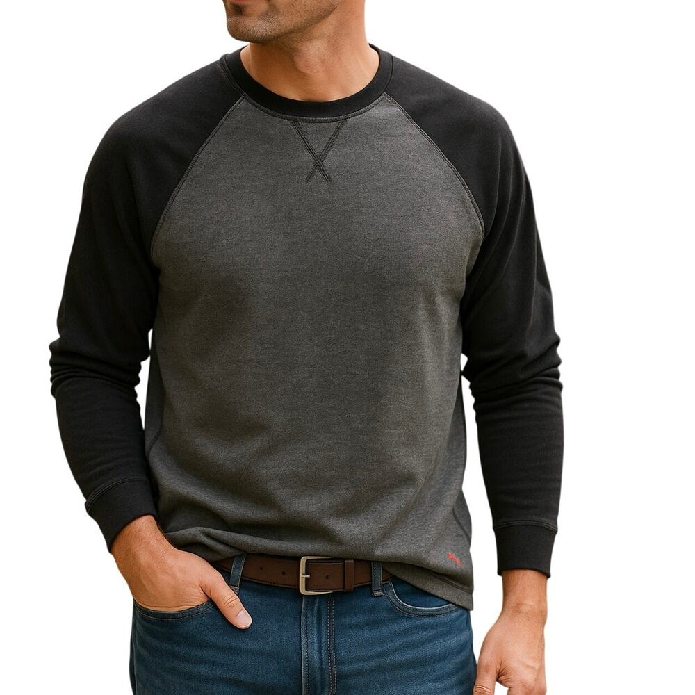 Tommy Bahama Men’s XL Gray Black Long Sleeve Raglan Shirt Pullover Lounge Top